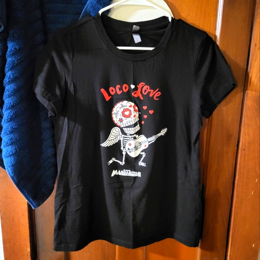 Loco love printed tee, women's medium. NWOT.